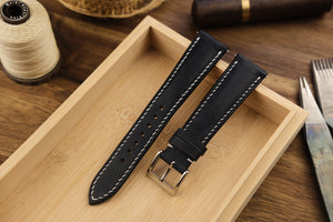 Navy Pueblo Leather Strap (Padded) - Artisan Straps
