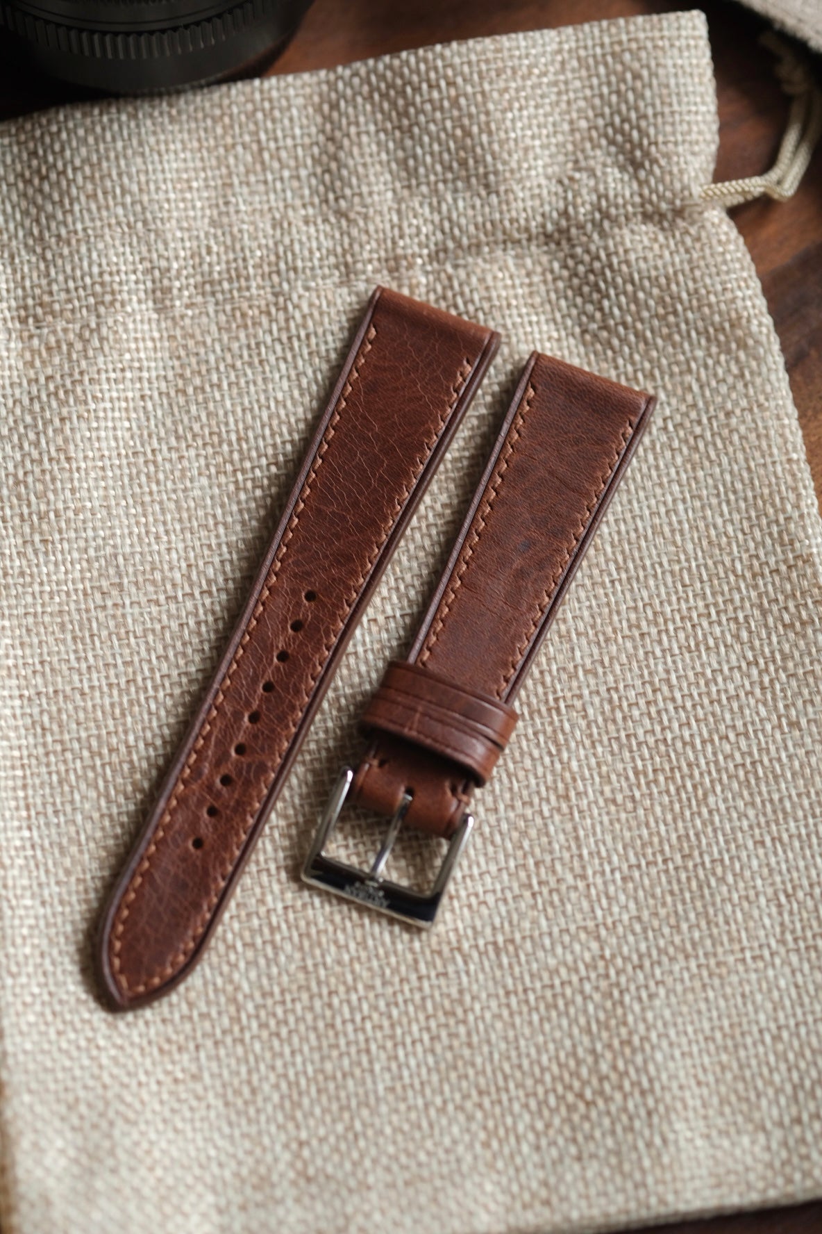 Walnut Brown Italian Waxy Leather Strap - Artisan Straps