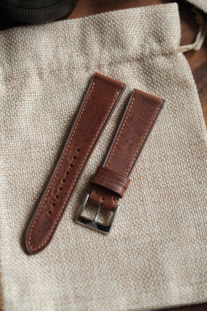 Walnut Brown Italian Waxy Leather Strap - Artisan Straps