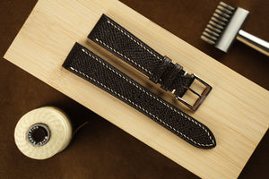 Epsom French Calf Leather Strap in Dark Brown - Artisan Straps