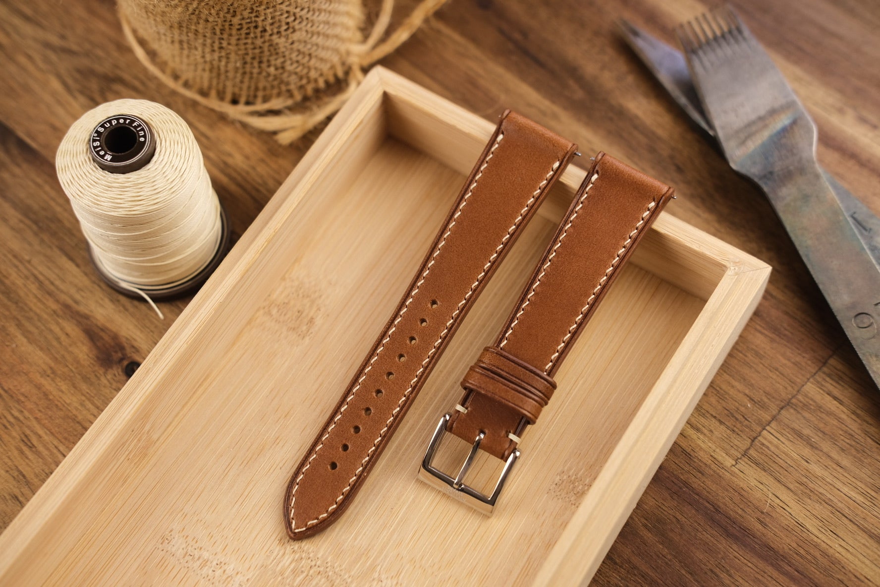 Buttero Calf Leather Strap in Chestnut - Artisan Straps