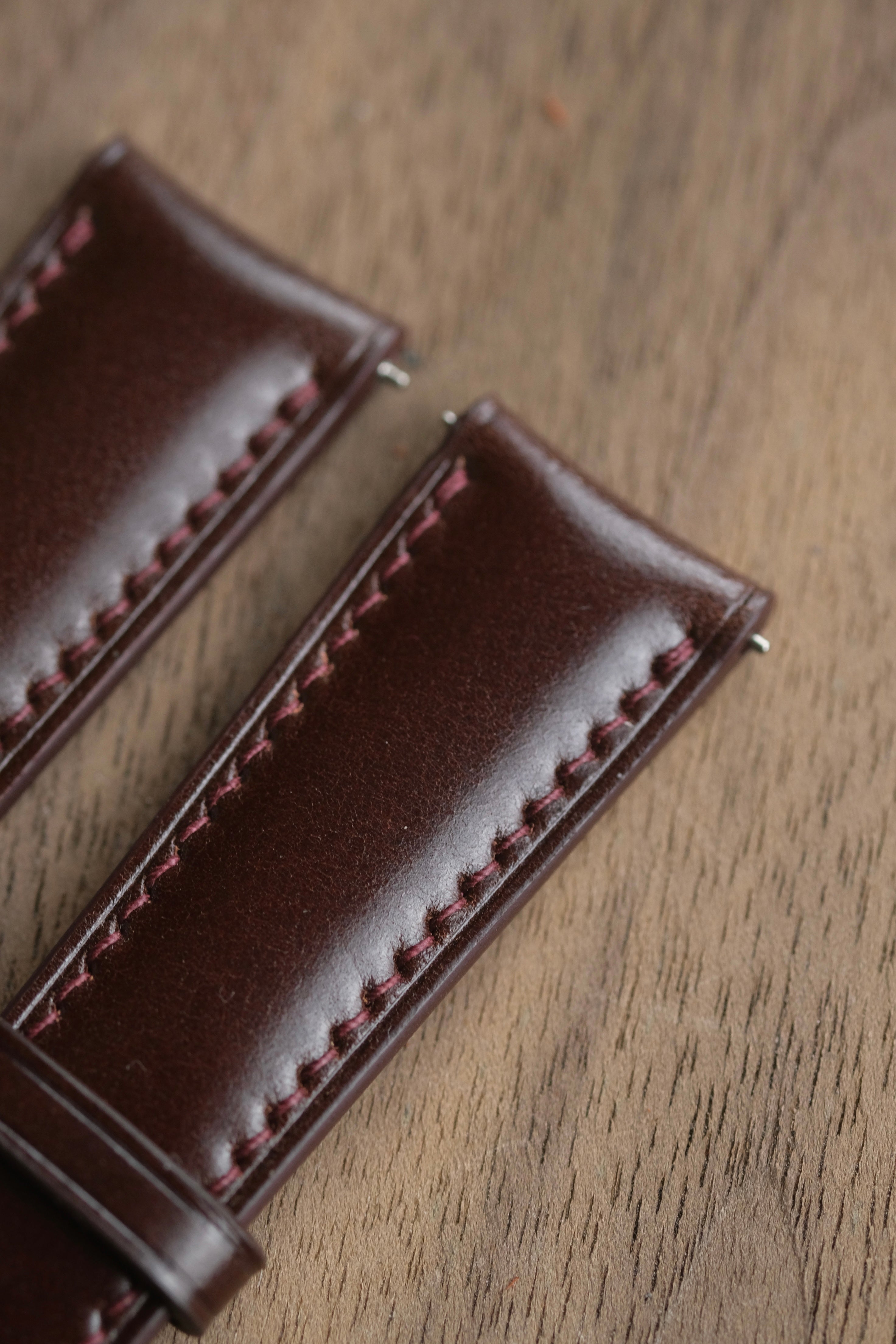 Burgundy Shell Cordovan (Padded) Leather Strap - Artisan Straps