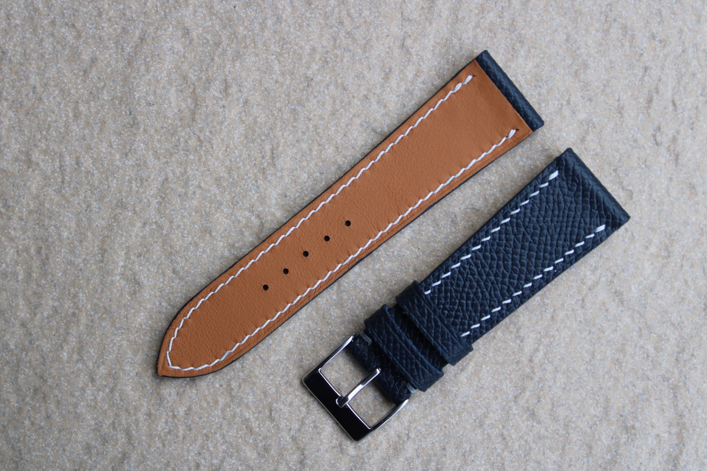 Epsom French Calf Leather Strap in Navy - Artisan Straps