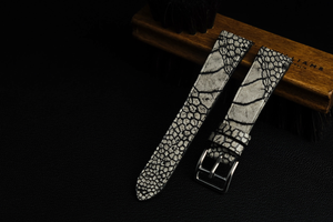 Washed Ostrich Leg Leather in Grey - Artisan Straps