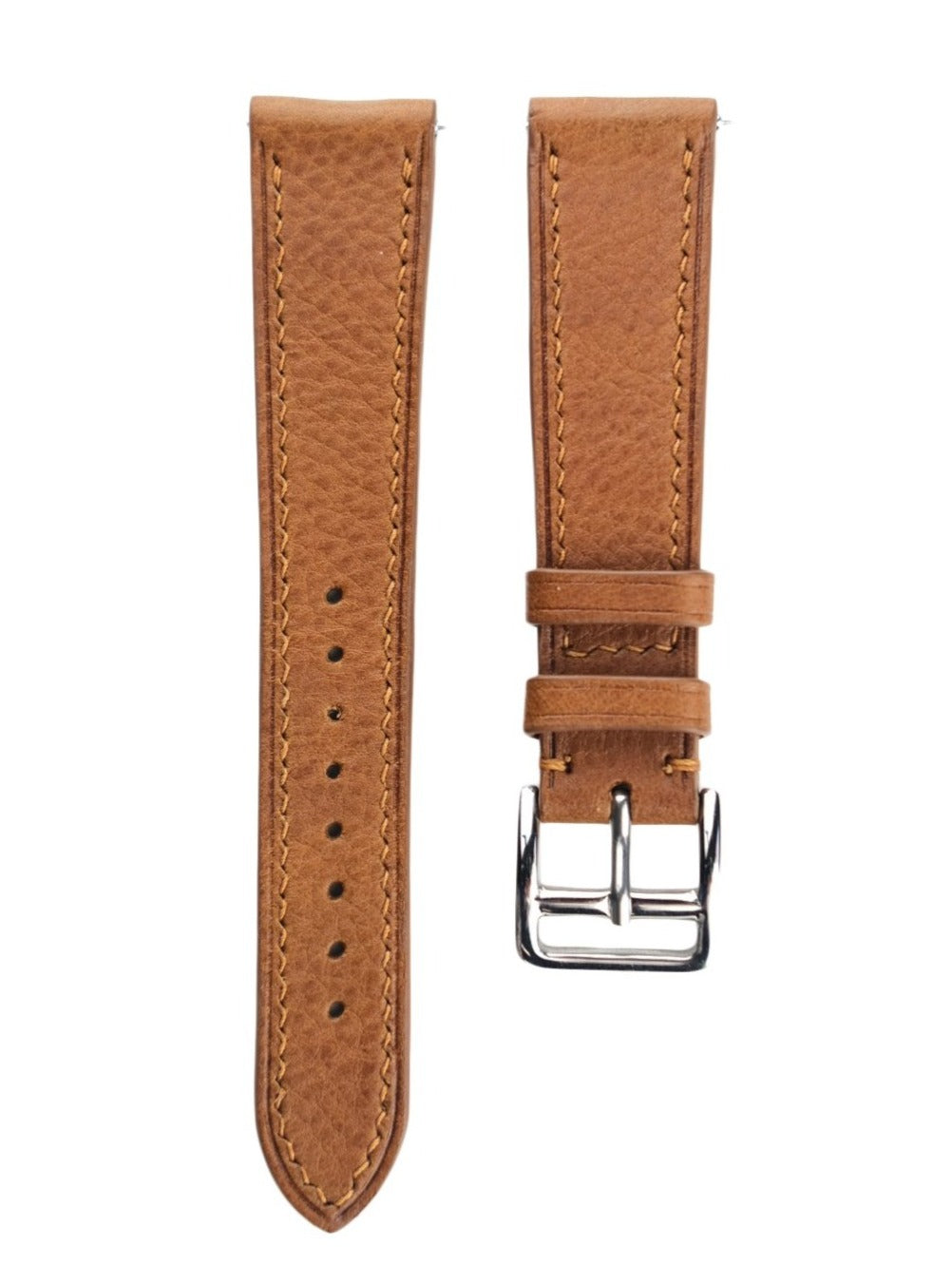 Pebbled Italian Calf Leather (Minerva Box) in Whiskey - Artisan Straps